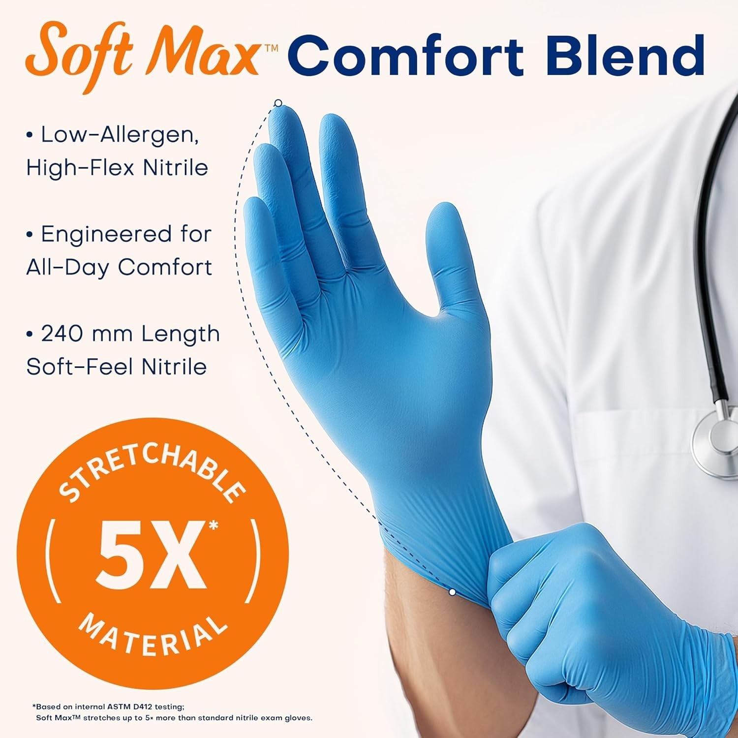 Medical Soft Max Nitrile Exam Gloves, 1000 Pcs Latex-Free Powder-Free Food Sa…