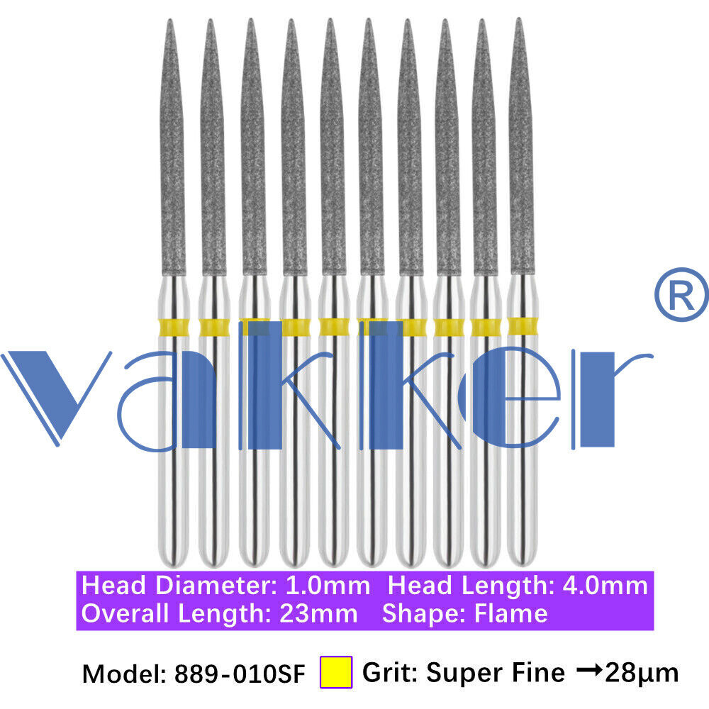 10pc Dental Diamond Burs for HighSpeed Handpiece Medium Super Fine Friction Grip