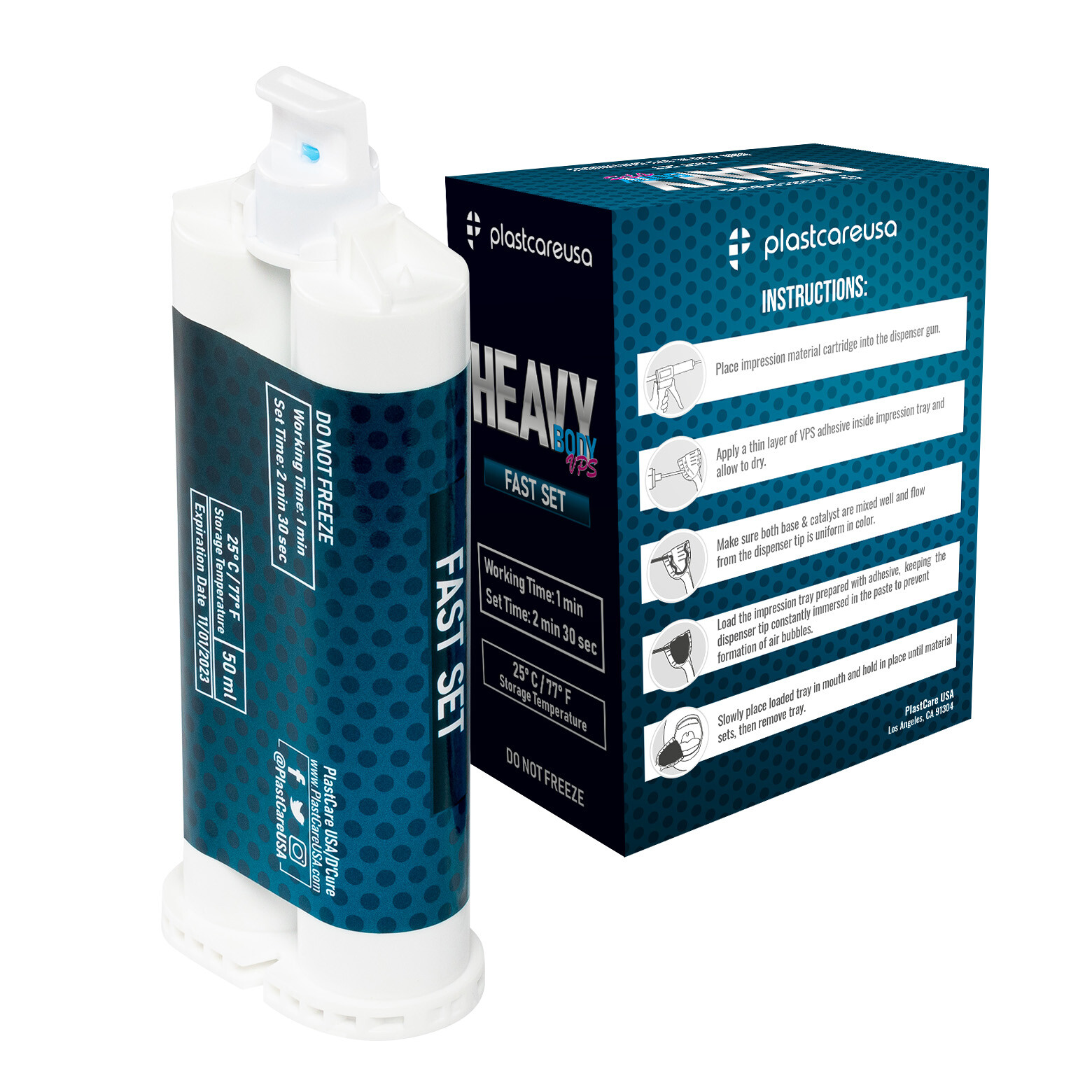 Box of 4 PlastCare Heavy Body Fast Set Impression Material VPS, Dental PVS