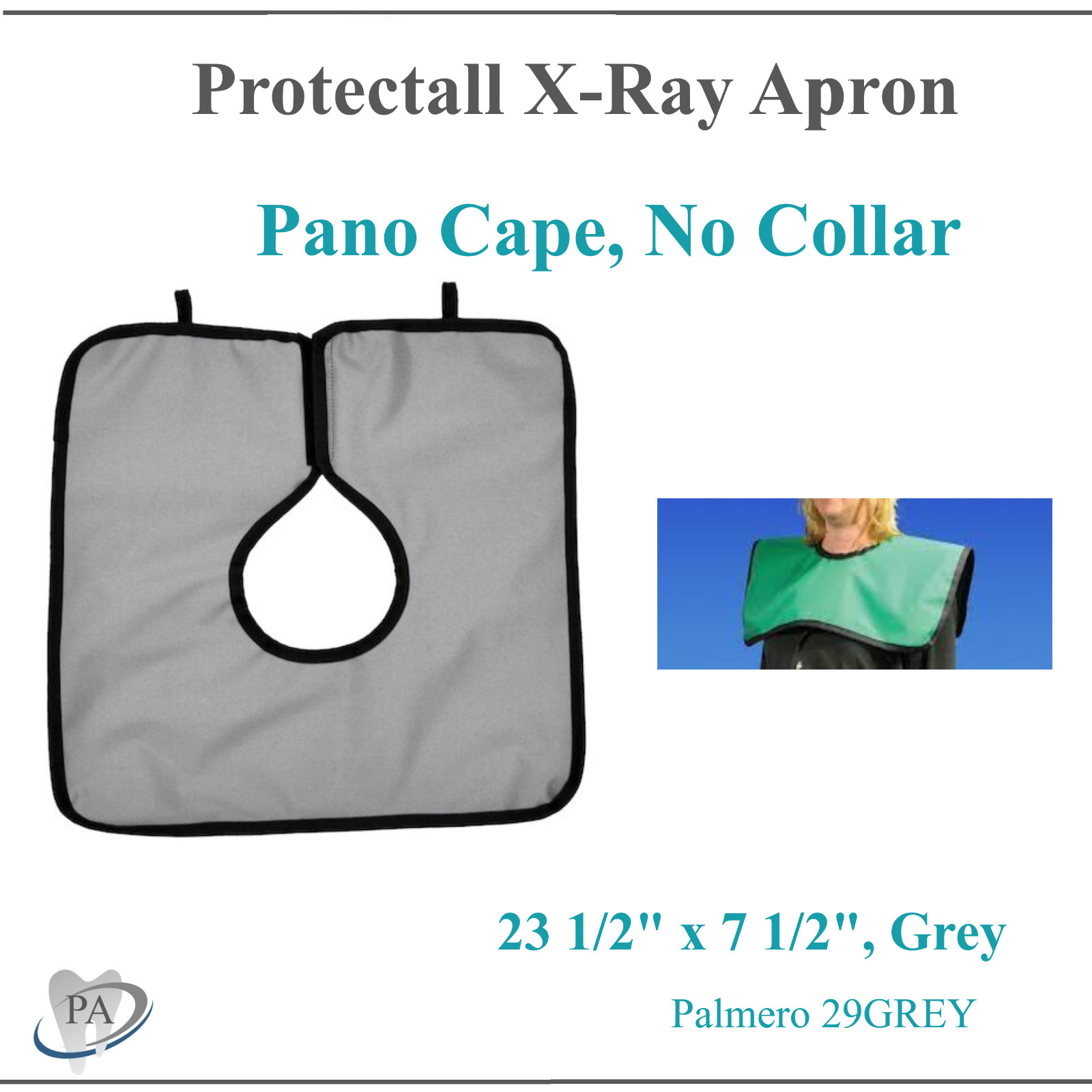 Dental X-Ray Apron Cling Shield® Pano Cape Apron .3 mm, Lead Lined, Gray, USA