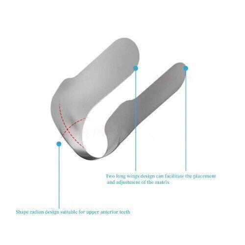 Dental Contoured Anterior Matrix Stainless Steel Twin Matrices/Resin Blue Strip