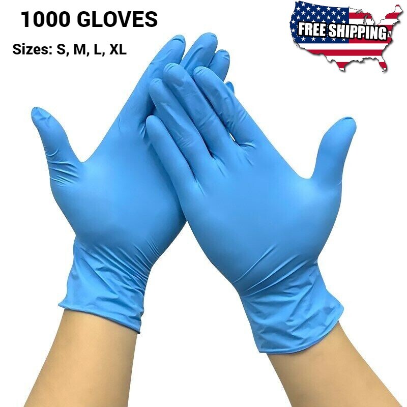 1000Pcs 4 Mil Nitrile Exam Gloves S/M/L/XL Latex-Free Medical Grade EXP-26+