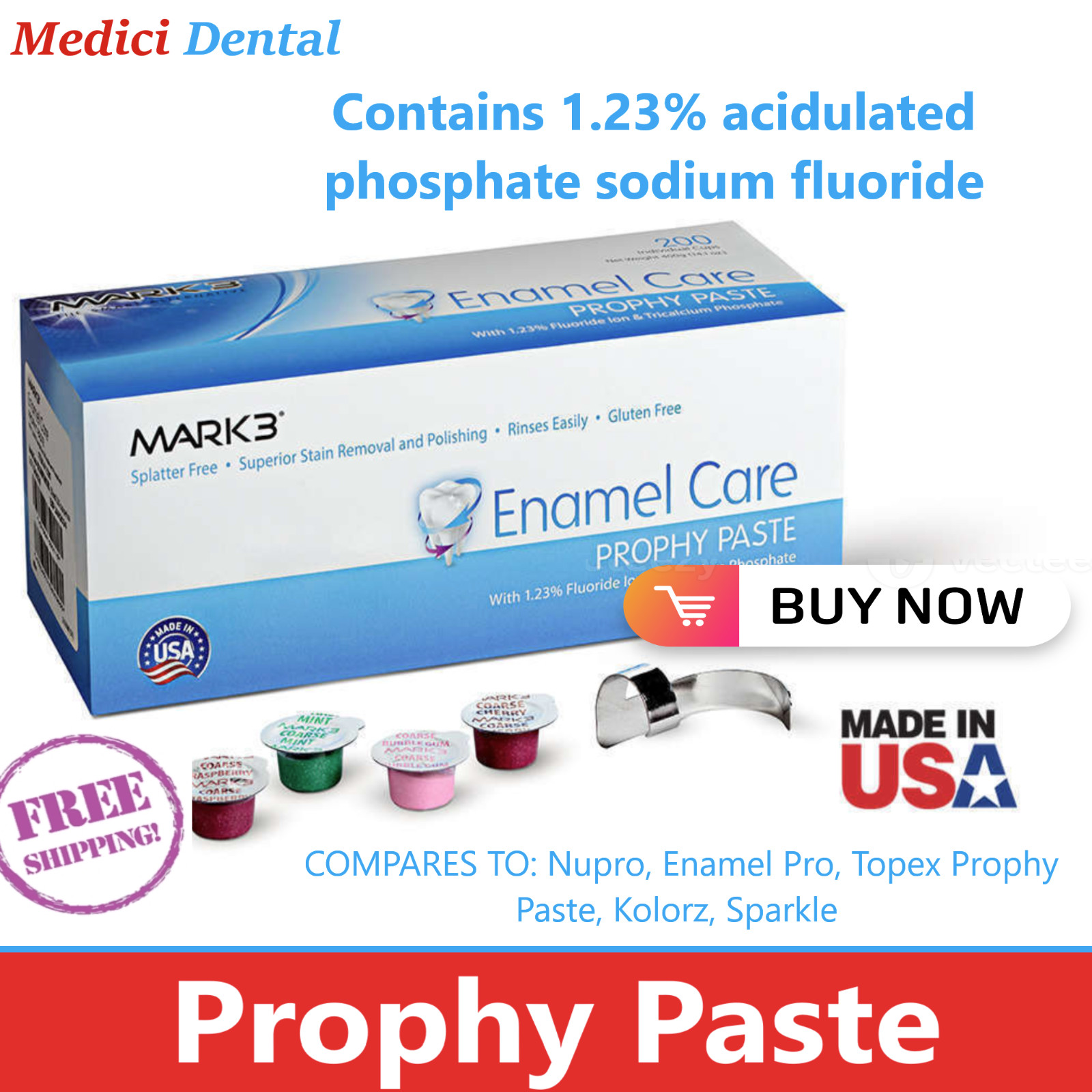 Dental Prophy Paste Enamel Care GLUTEN FREE Superior, Non Splatter, Upto 600/Pk