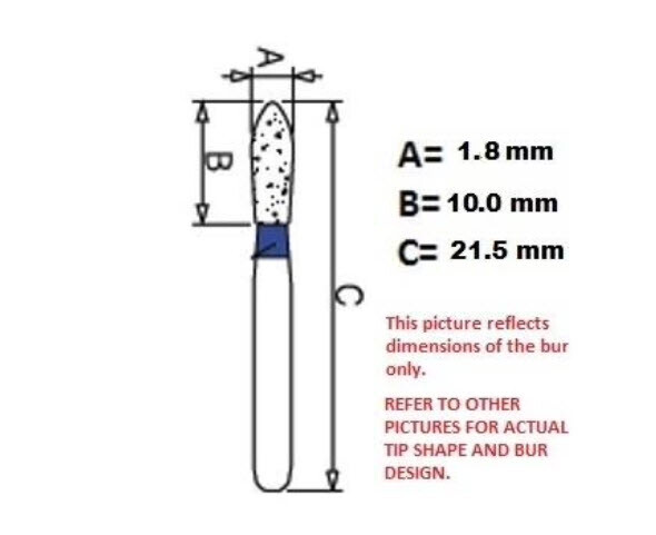 Dental Diamond Burs, Coarse Grit Multi-Use, 5 Pcs/Pk [197TR-21C]