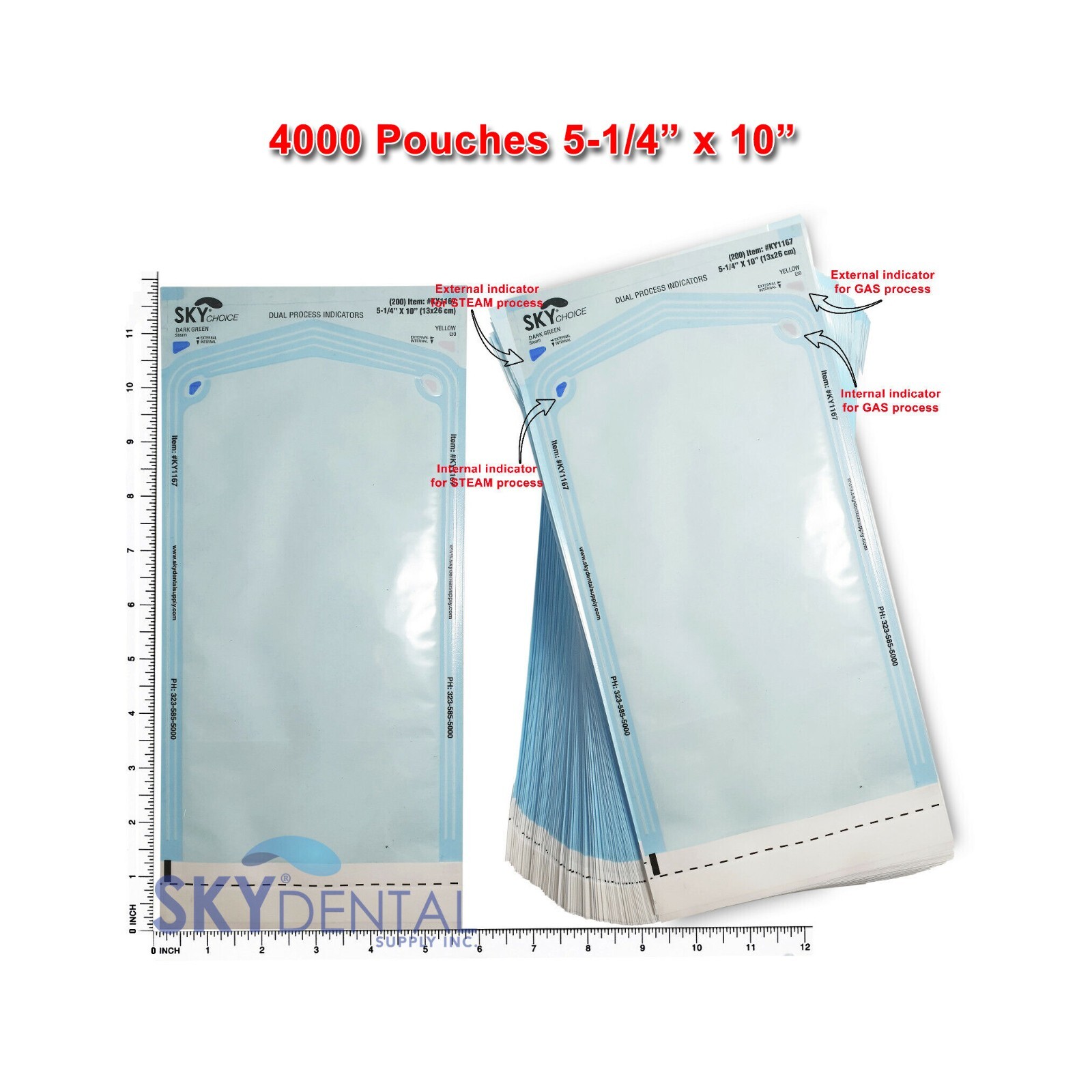 5-1/4″ x 11″ Dental Medical Self Seal Pouch Sterilization Bag Pouches (4000Bags)