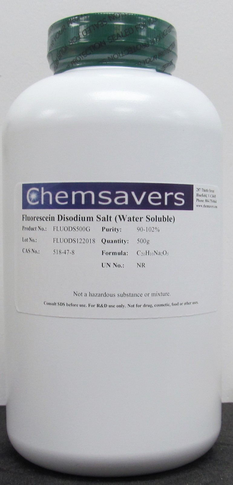 Fluorescein Disodium Salt (Water Soluble), 90-102%, 500g
