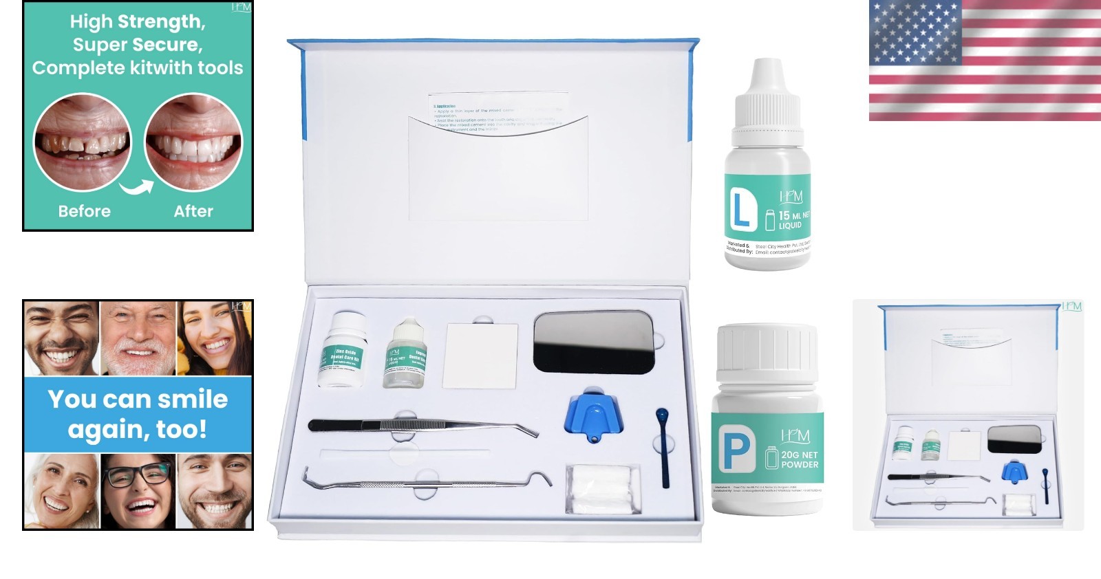 Super Adhesive Dental Cement Kit – Fast Drying, Non-Toxic Tooth Repair Solution