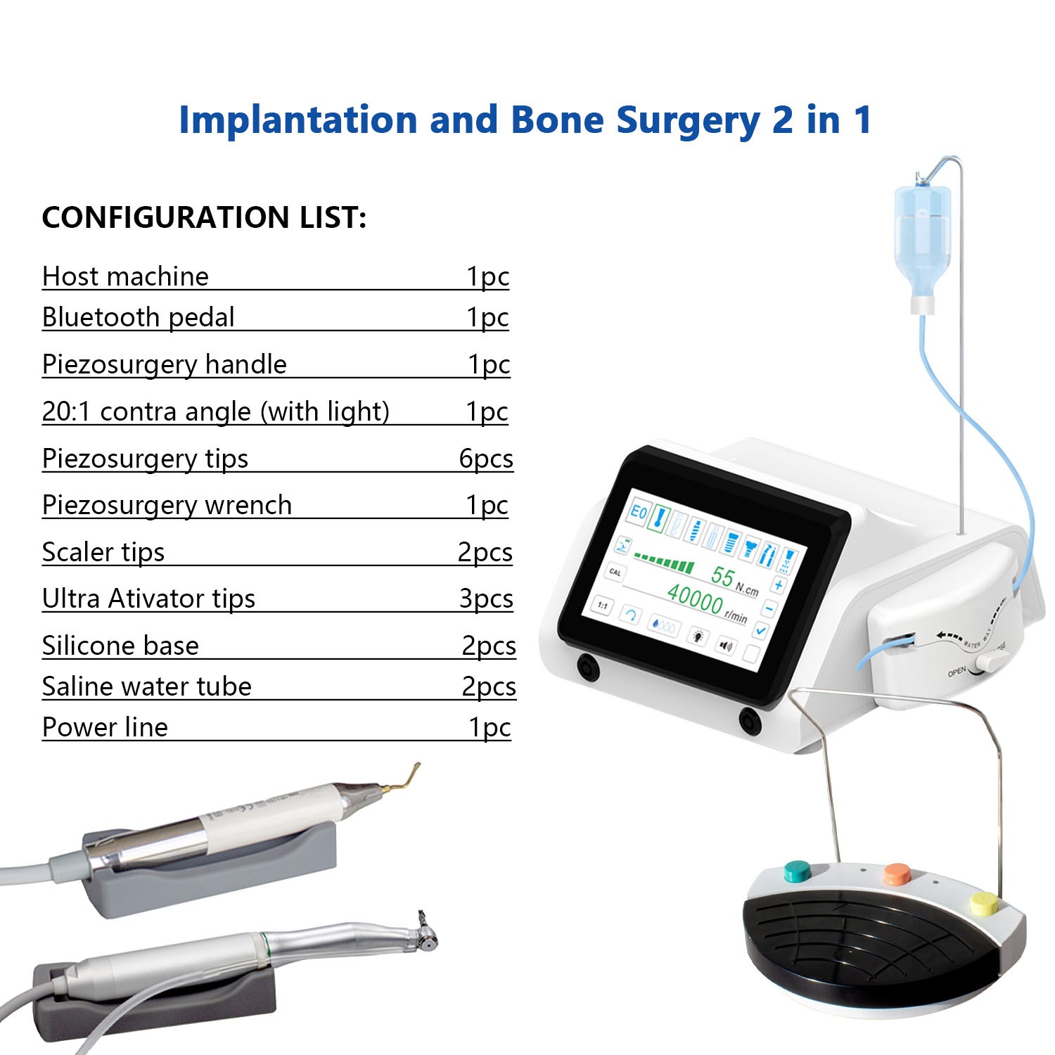 Dental LED Touch Screen Oral Piezosurgery & Electric Implant Motor System