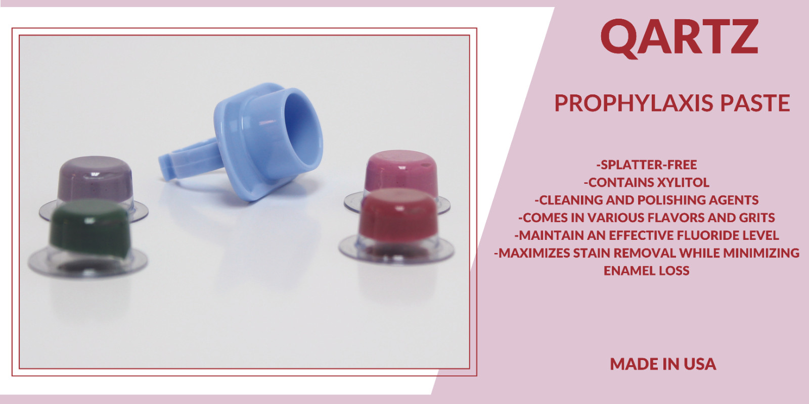 QARTZ PROPHY PASTE CUPS BUBBLE GUM MEDIUM 200/BOX DENTAL W/FLOURIDE – 2 BOXES
