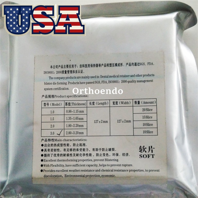 Dental Orthodontic Lab Splint Thermoforming Material Vacuum Forming Hard Soft US