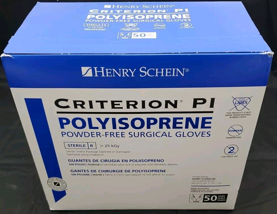 1 Box Criterion PI Polyisoprene Powder Free Sterile Surgical Gloves Size: 7
