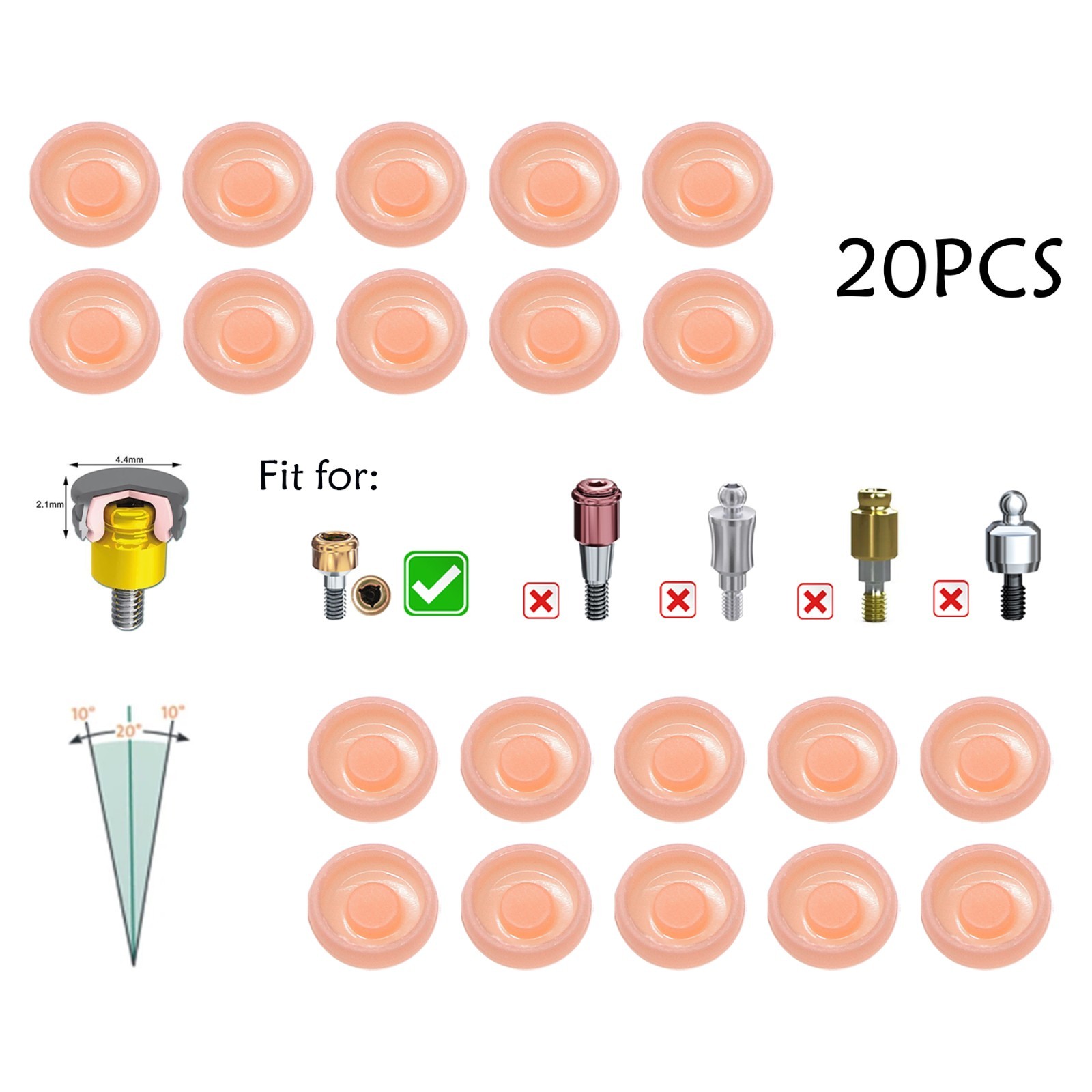 US Dental Overdenture Retention Caps For Implant Zest Locator Abutment Inserts