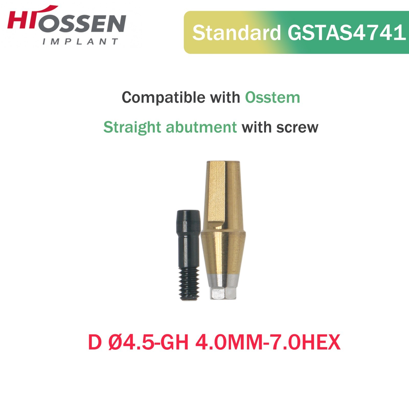Osstem Hiossen Ti Cemented Straight Abutment Hex Mini/Regular Platform 1-6mm GH