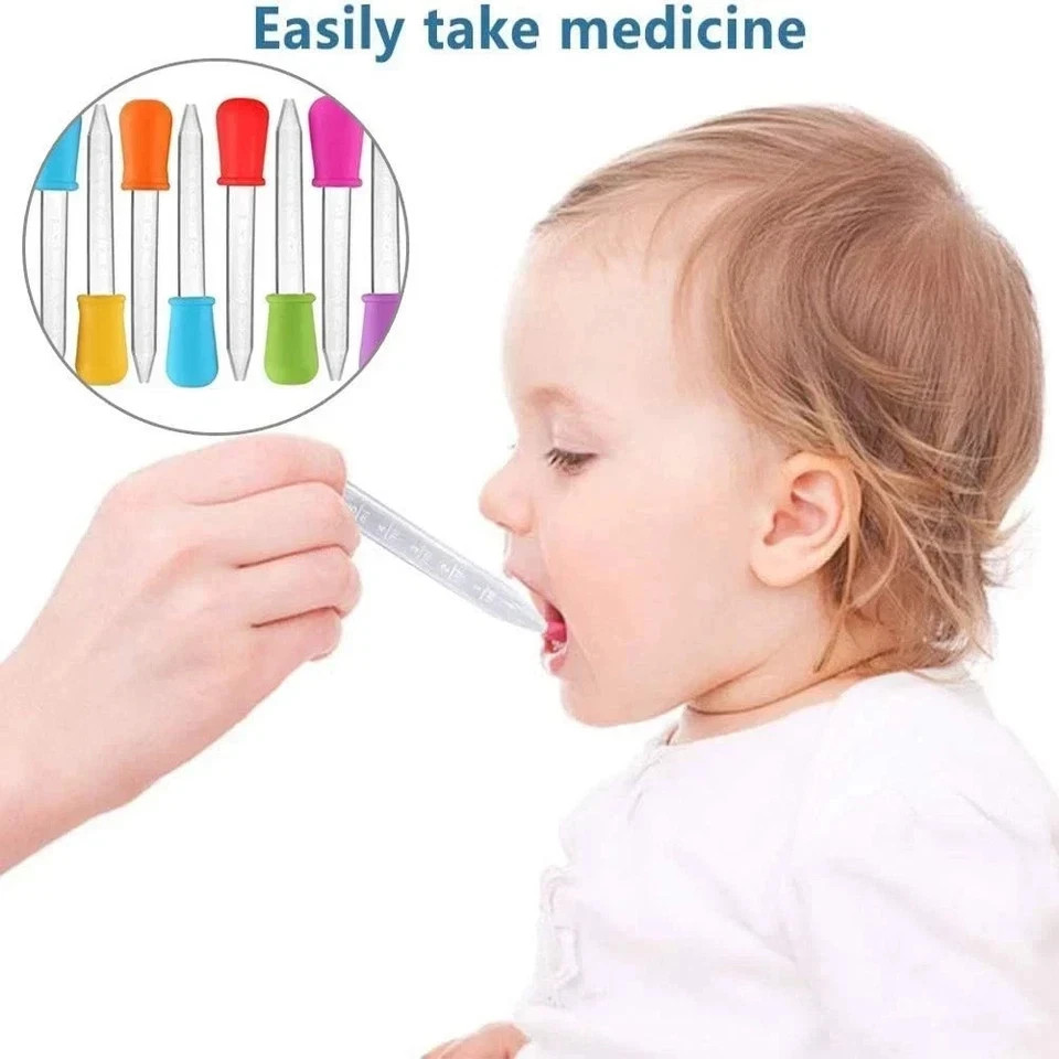 5pc Random Medicine Silicone and Plastic Pipettes Eye Dropper with Bulb Tip 5ml