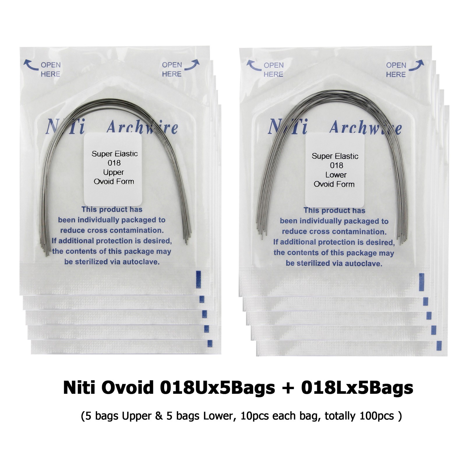 Orthodontic Arch Wire Niti Stainless Steel Round Rectangular Ovoid Natural Form