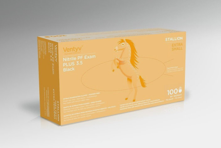 VENTYV NITRILE POWDER FREE EXAM GLOVE PLUS 3.5 (STALLION) 100/BOX – EXTRA SMALL