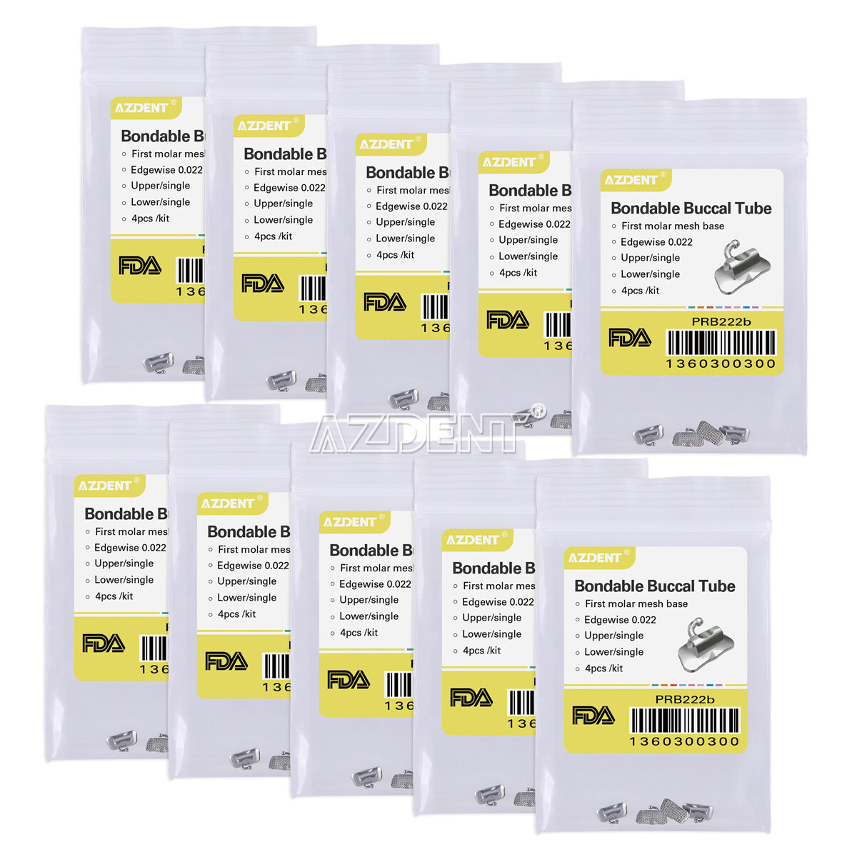 AZDENT Dental Orthodontic Bondable Buccal Tube 1st 2nd Molar MBT/Roth.022/.018