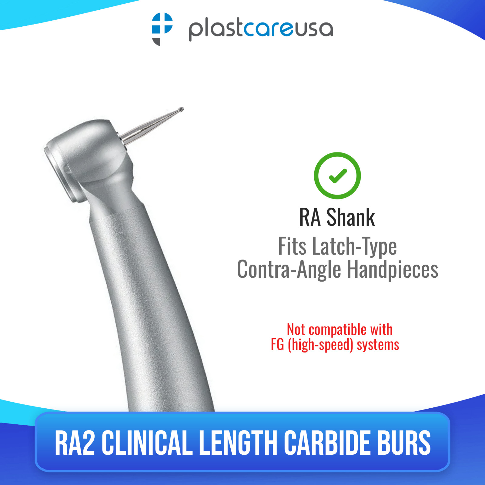 10 RA2 Round Carbide Dental Burs Slow Speed Handpiece Friction Grip Drill Bits