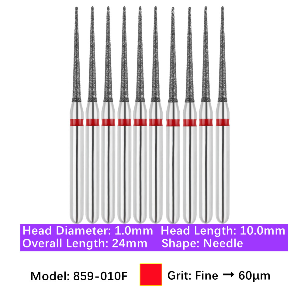 Vakker 10pc Diamond Burs Needle Burs Friction Grip Burs for High Speed Handpiece