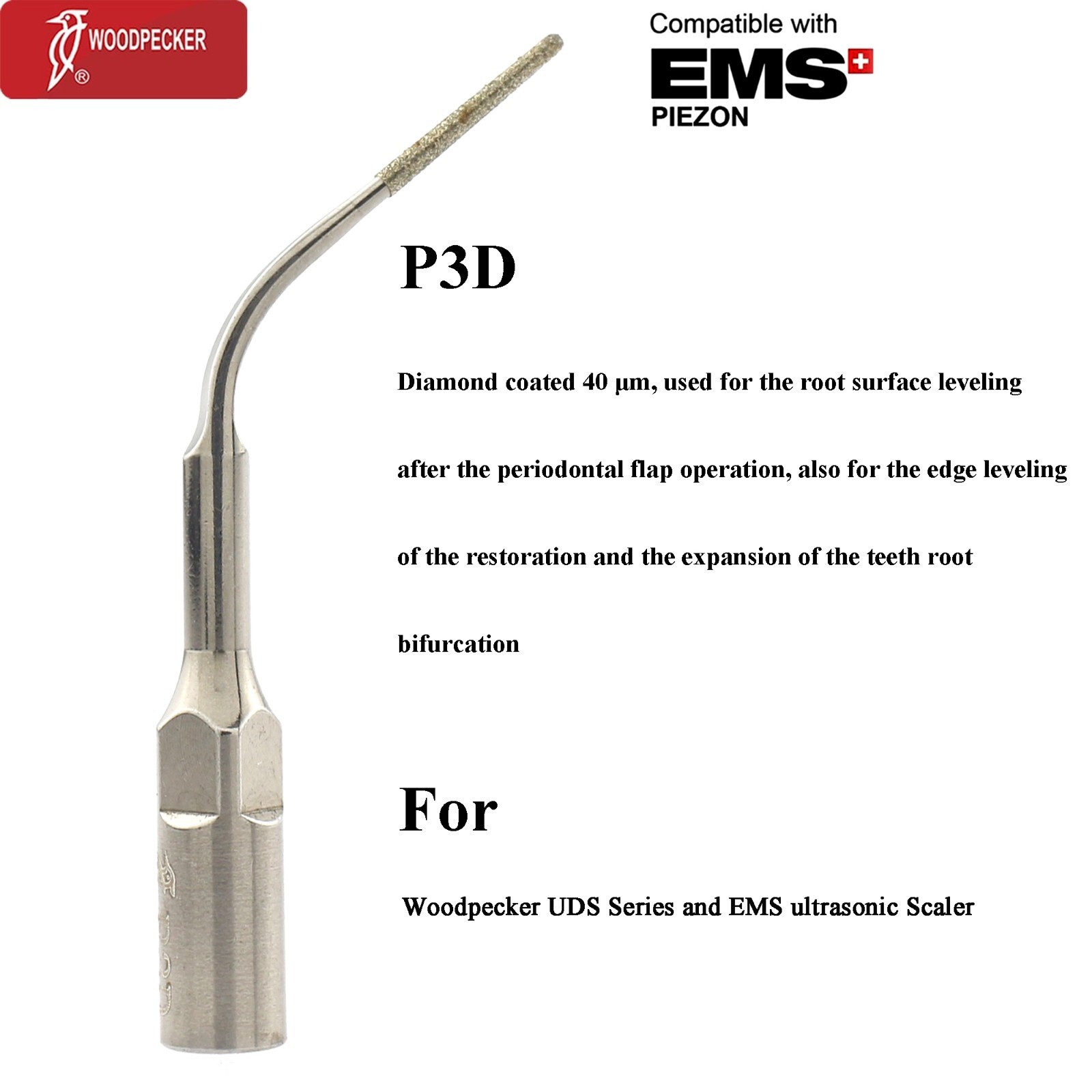 Woodpecker Dental Ultrasonic Scaler Handpiece HW-5L Piezo Tips P1 EMS PIEZON LED