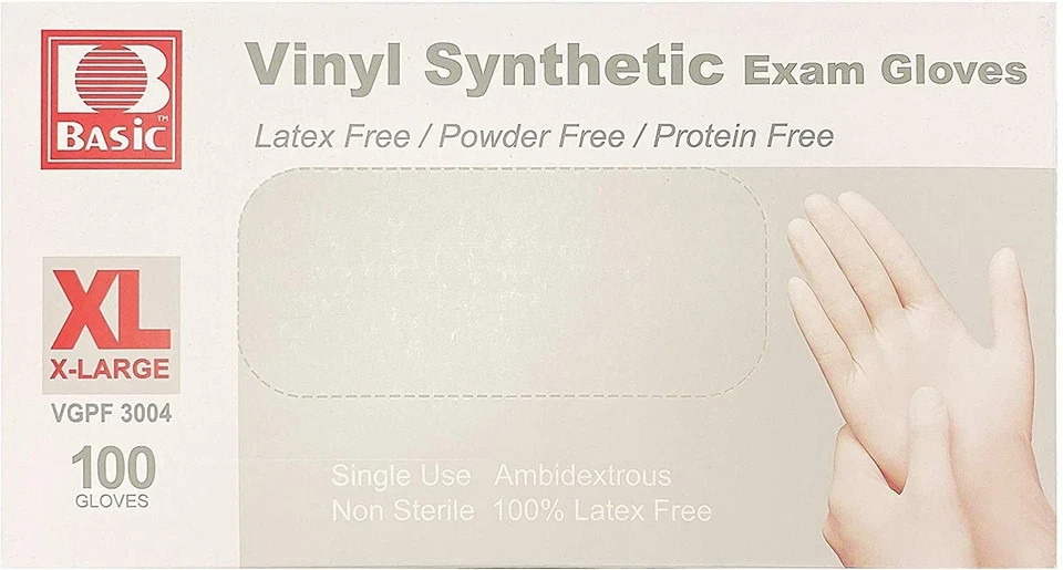 Disposable Vinyl Gloves, Latex Free Powder Free, Clear Food Safe Gloves S M L
