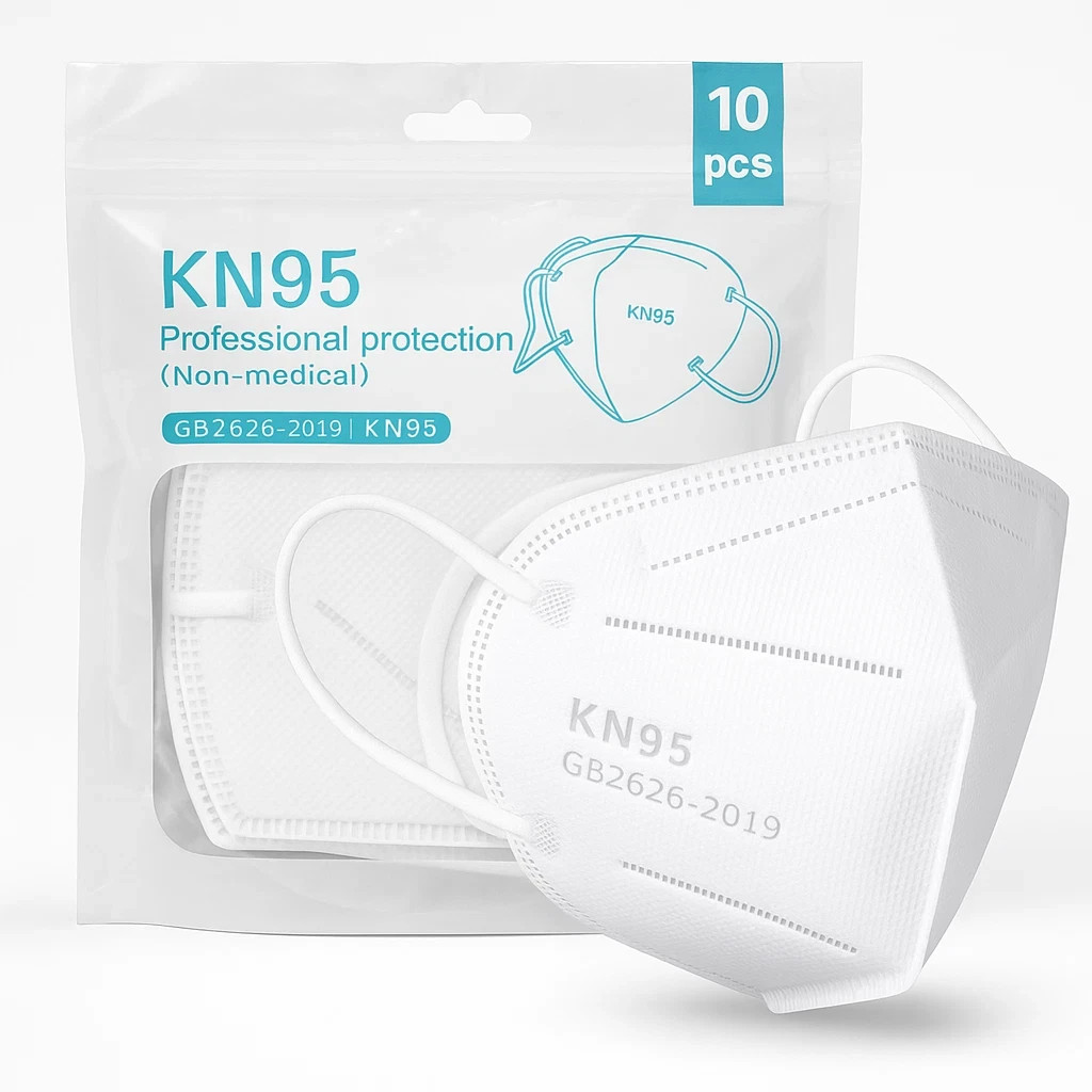 KN95 5-Layer White Protective Face Masks–Disposable Respirators(10/50/100 Packs)