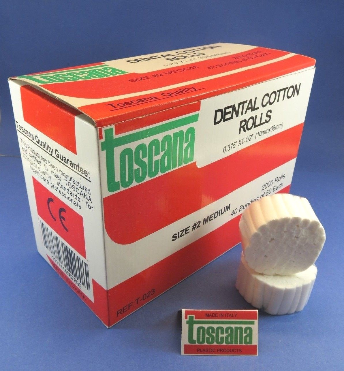 Dental Cotton Rolls Medium Size #2 High Quality Box / 2000 Pcs TOSCANA