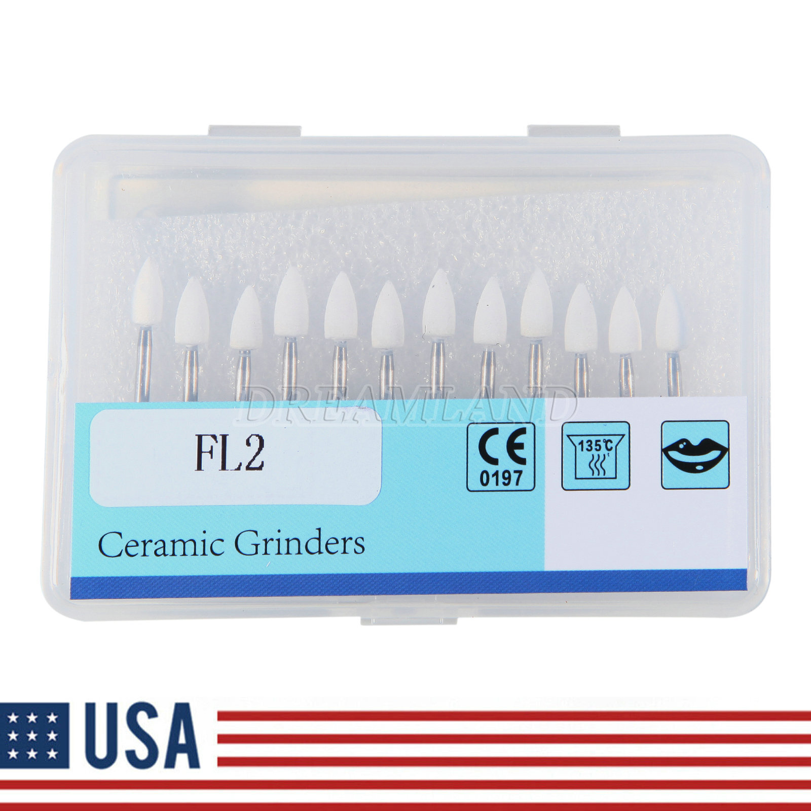 Dental White Polishing Stones – Flame FL2 FG – Arkansas Stone – Meta – 12 pieces