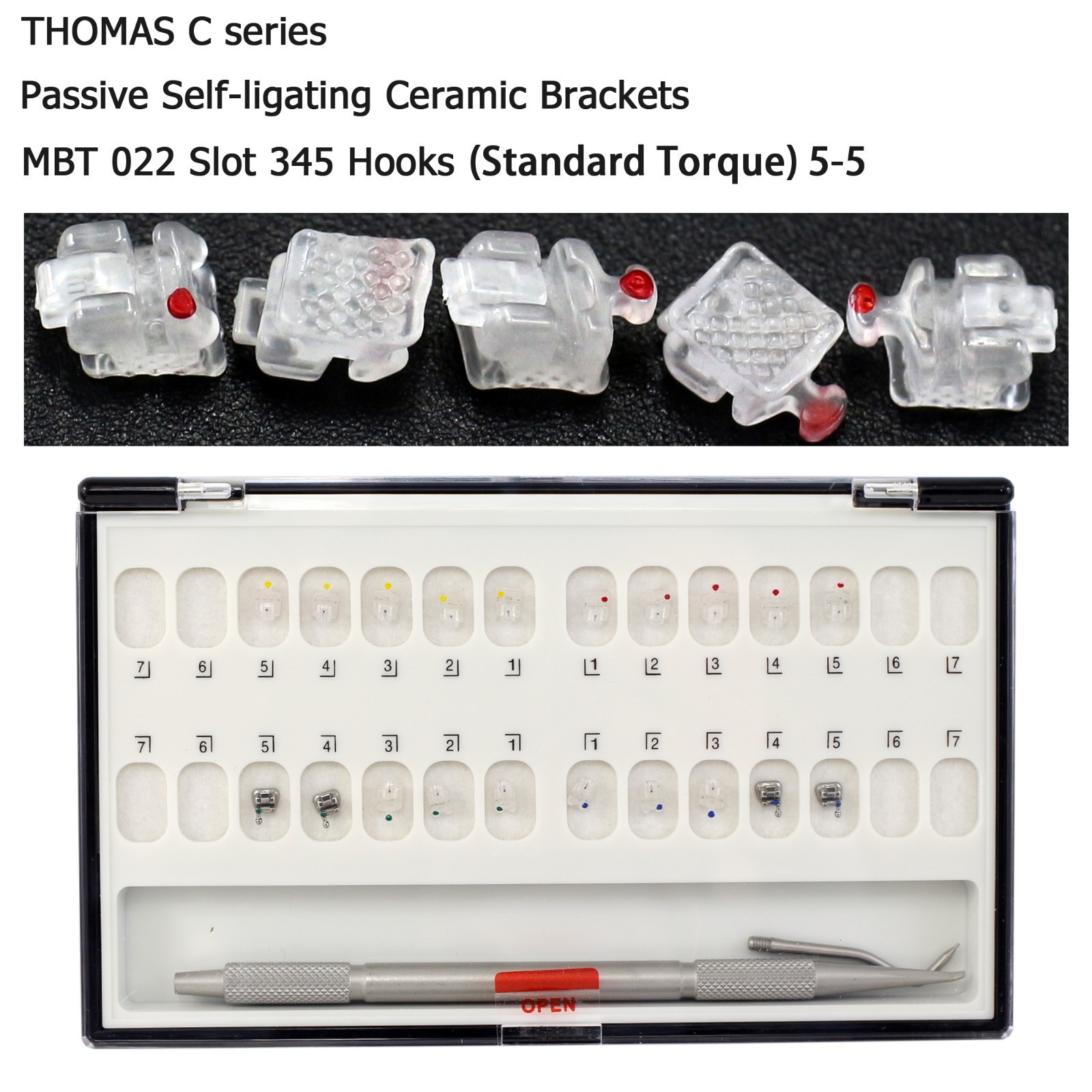 Dental Ceramic Brackets Orthodontic Self Ligating Braces MBT 022 345 Damon Clear