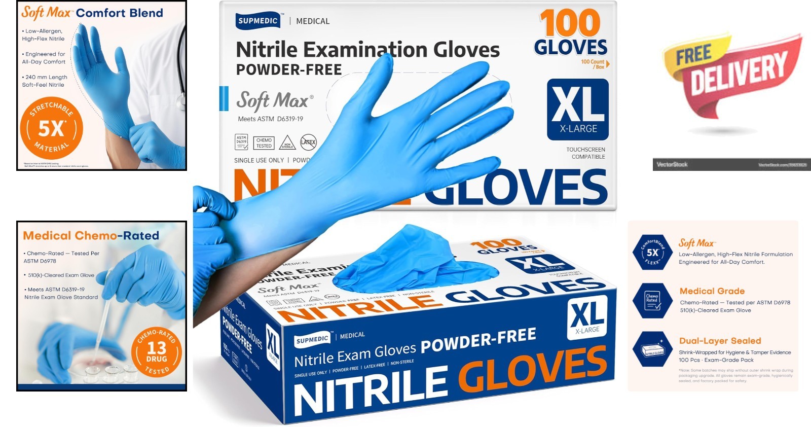 Versatile 100 Count Blue Nitrile Exam Gloves – Waterproof & Cut Resistant