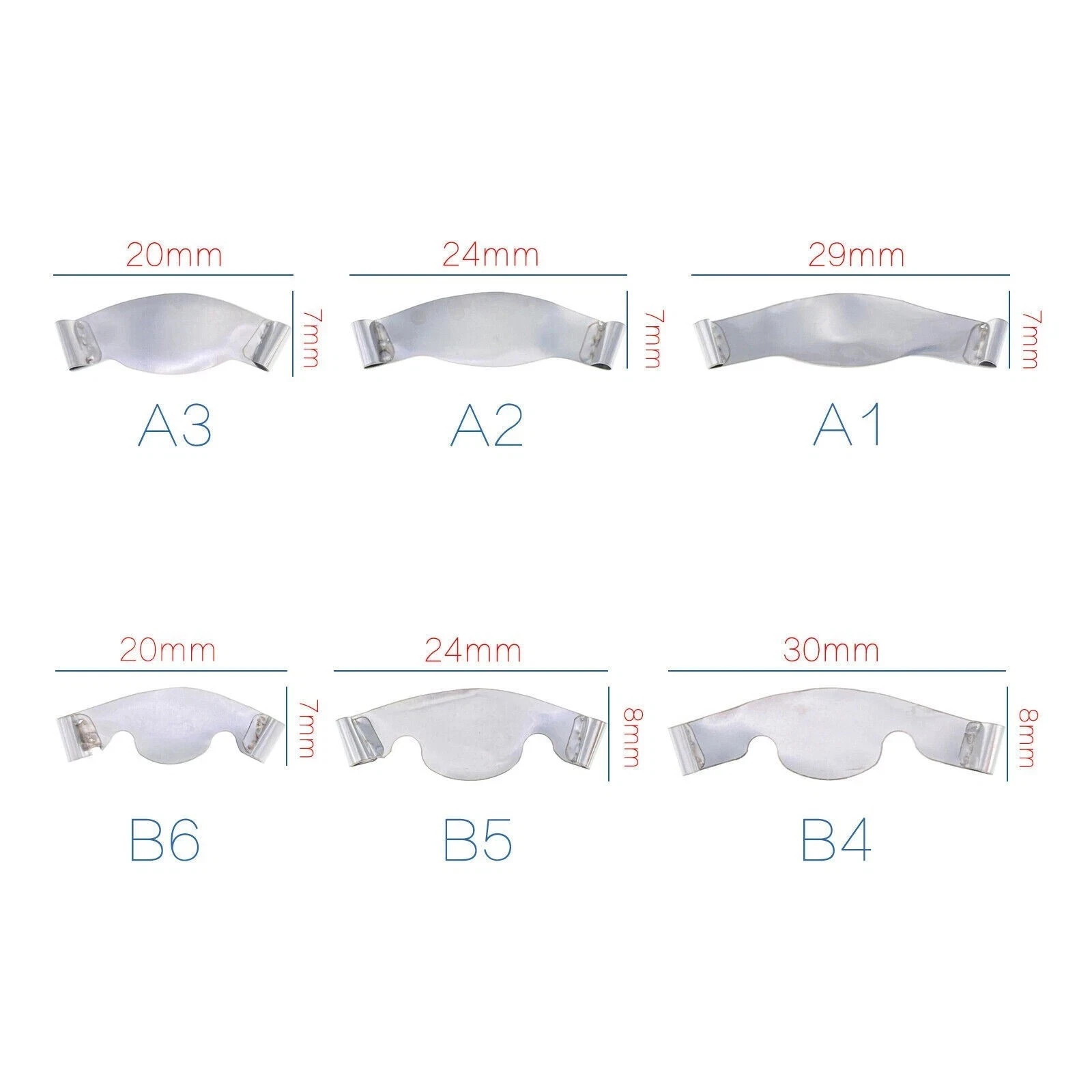 20 Pcs/Pack Dental Saddle Contoured Metal Matrices Band Matrix Springclip 6 Size