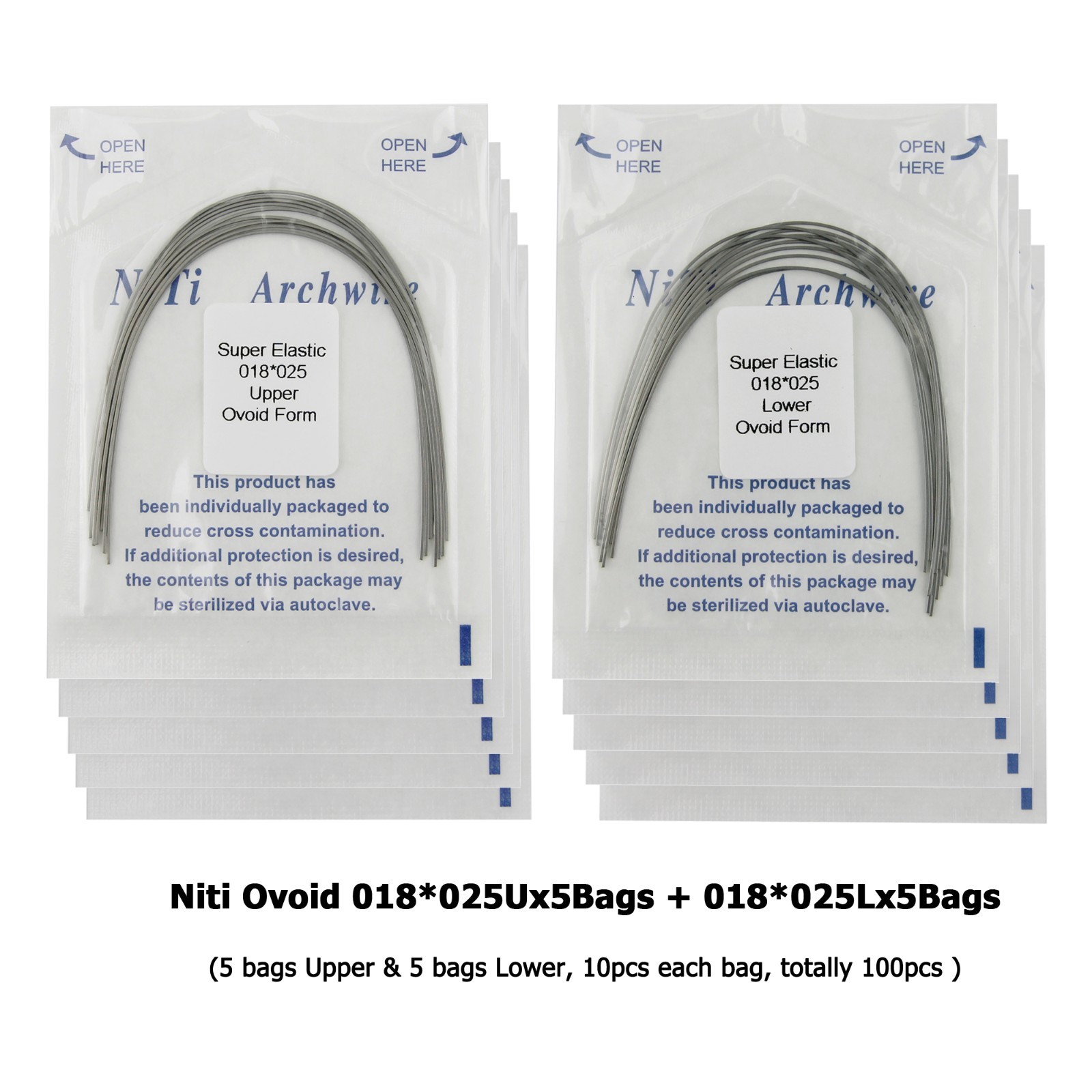 Orthodontic Arch Wire Niti Stainless Steel Round Rectangular Ovoid Natural Form