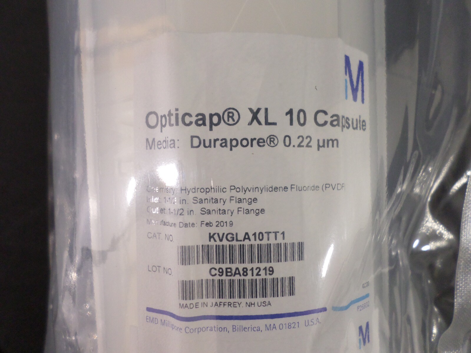 MILLIPORE Opticap 0.22µm 1-1/2″ Durapore XL 10 Capsule Filter KVGLA10TT1 (1/Bag)