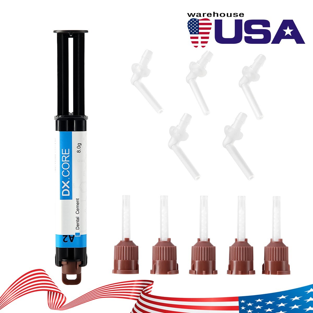 10X Dental Dual Cure Core Build Up Composite Resin Light & Self Cured A2 DENTEX