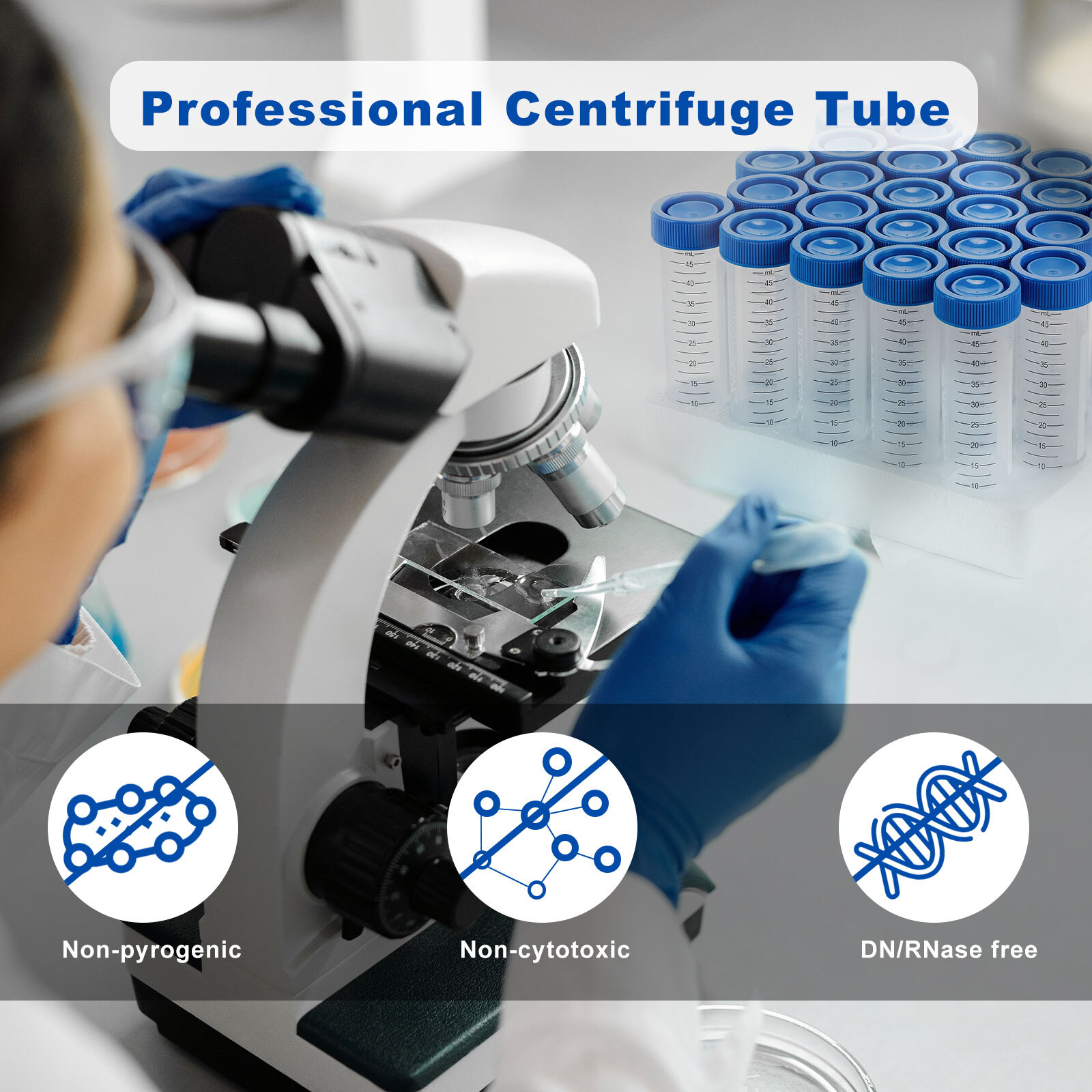 15ml Conical Centrifuge Tubes, Sterile Plastic Test Tubes with Screw Cap