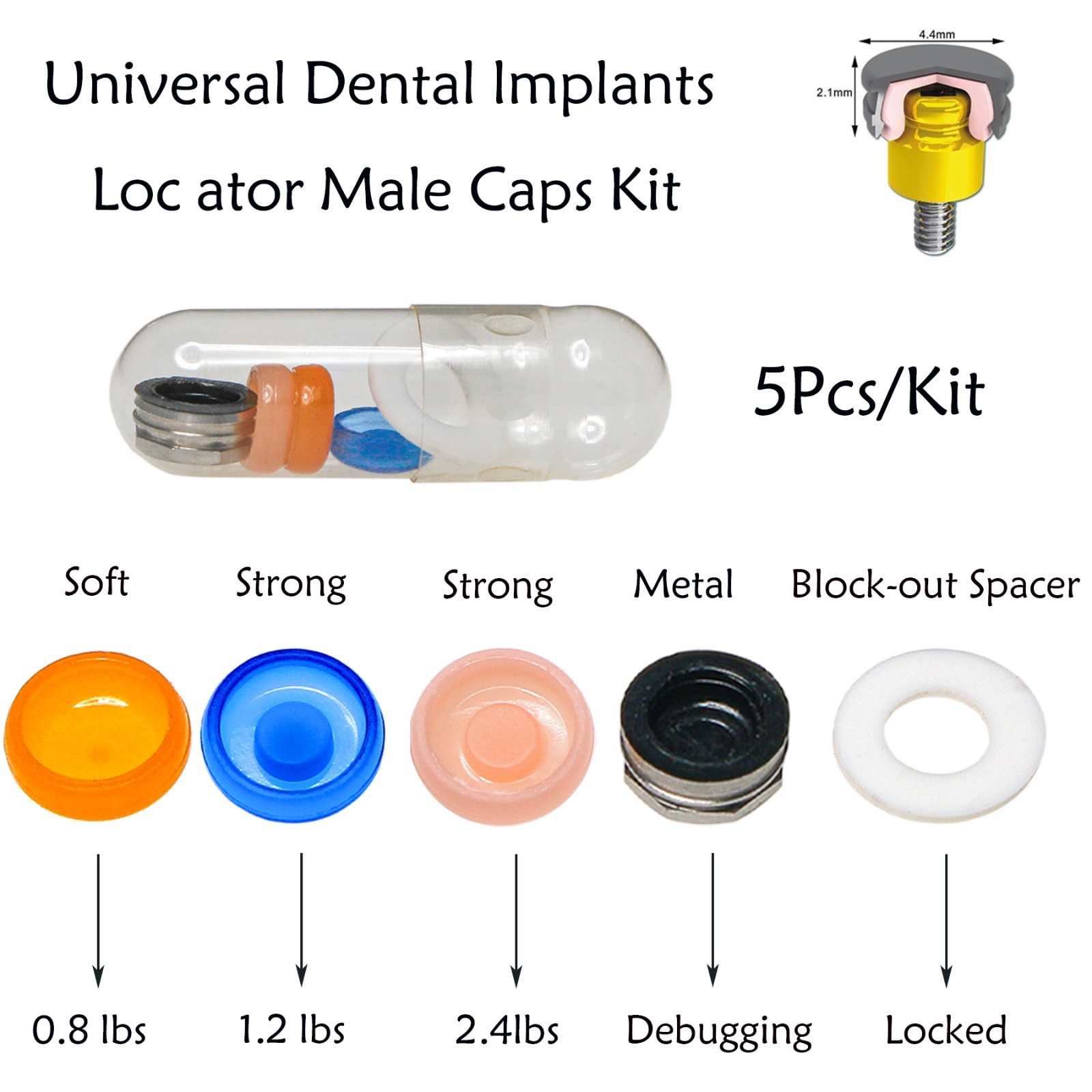 US Locator Abutment for Zimmer Screw-Vent 3.5 Titanium Abutment Male Cap Inserts