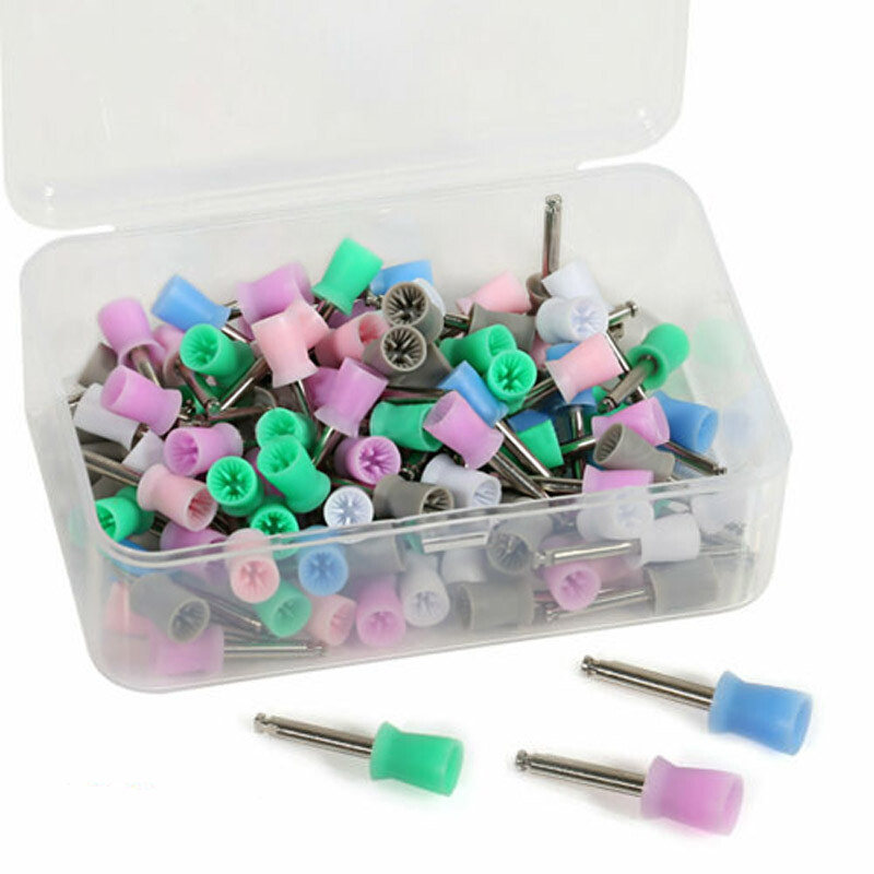 100Pcs/box Dental Oral Prophy Cup Rubber Polish Polishing Tooth Mixed-Color