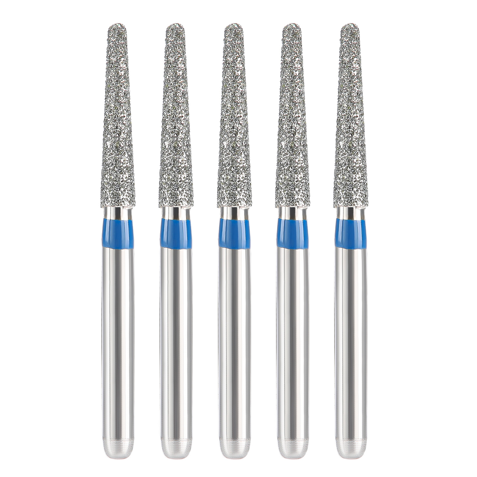 5pcs Dental Diamond Burs Fit High Speed Handpiece Friction Grip Round End Taper