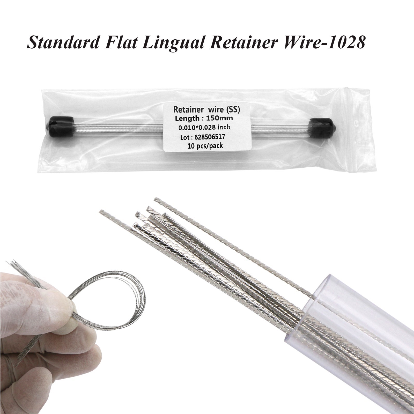 US 10Pcs Dental Orthodontic Retainer Wire Flat Strand Lingual 0.010″ * 0.028″