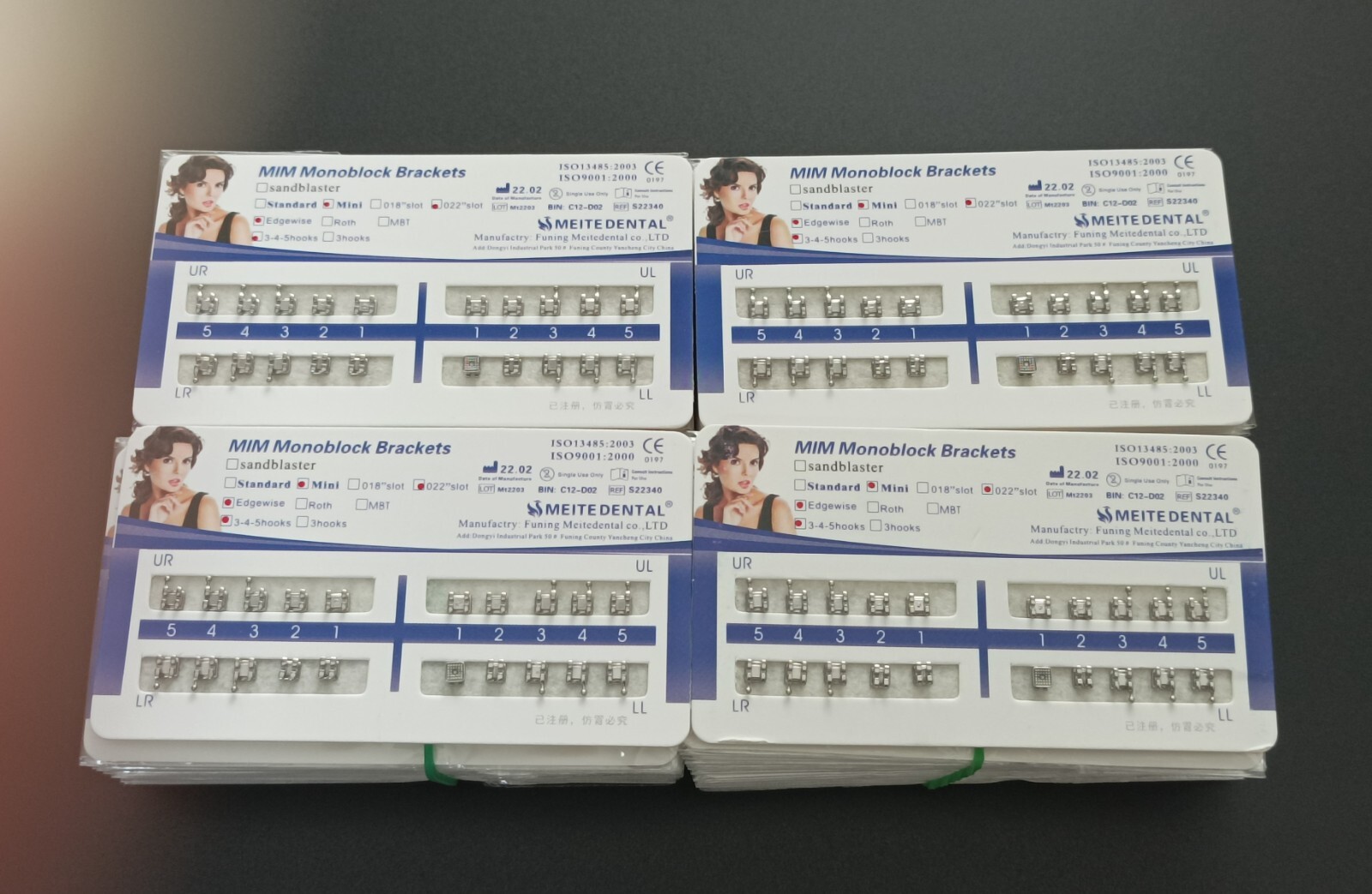 50Set Dental Orthodontic MIM Monoblock Brackets Mini Edgewise 022 Slot 345 hooks
