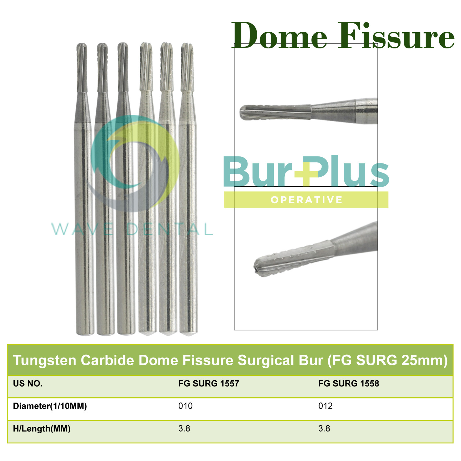 Wave Dental Carbide Burs FGOS Surgical Length 25mm Friction Grip FG 19mm Round