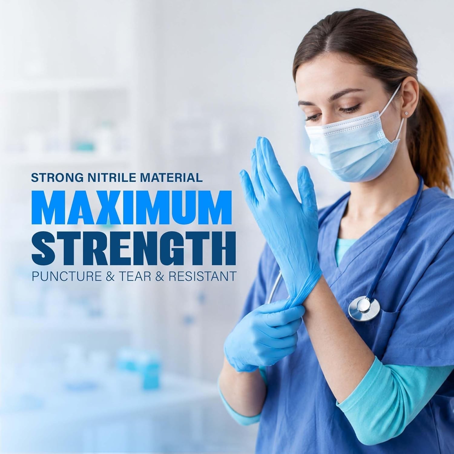 Heavy Duty 6 Mil Blue Nitrile Gloves Disposable Latex & Powder Free -Extra St…