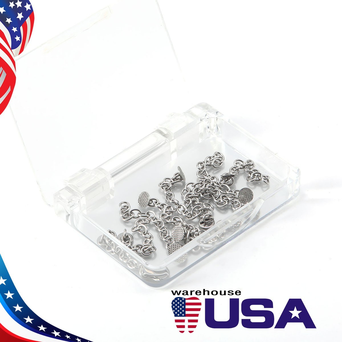 Dental Orthodontic Bondable Lingual Button Crimpable Hook Mesh Base Button Chain