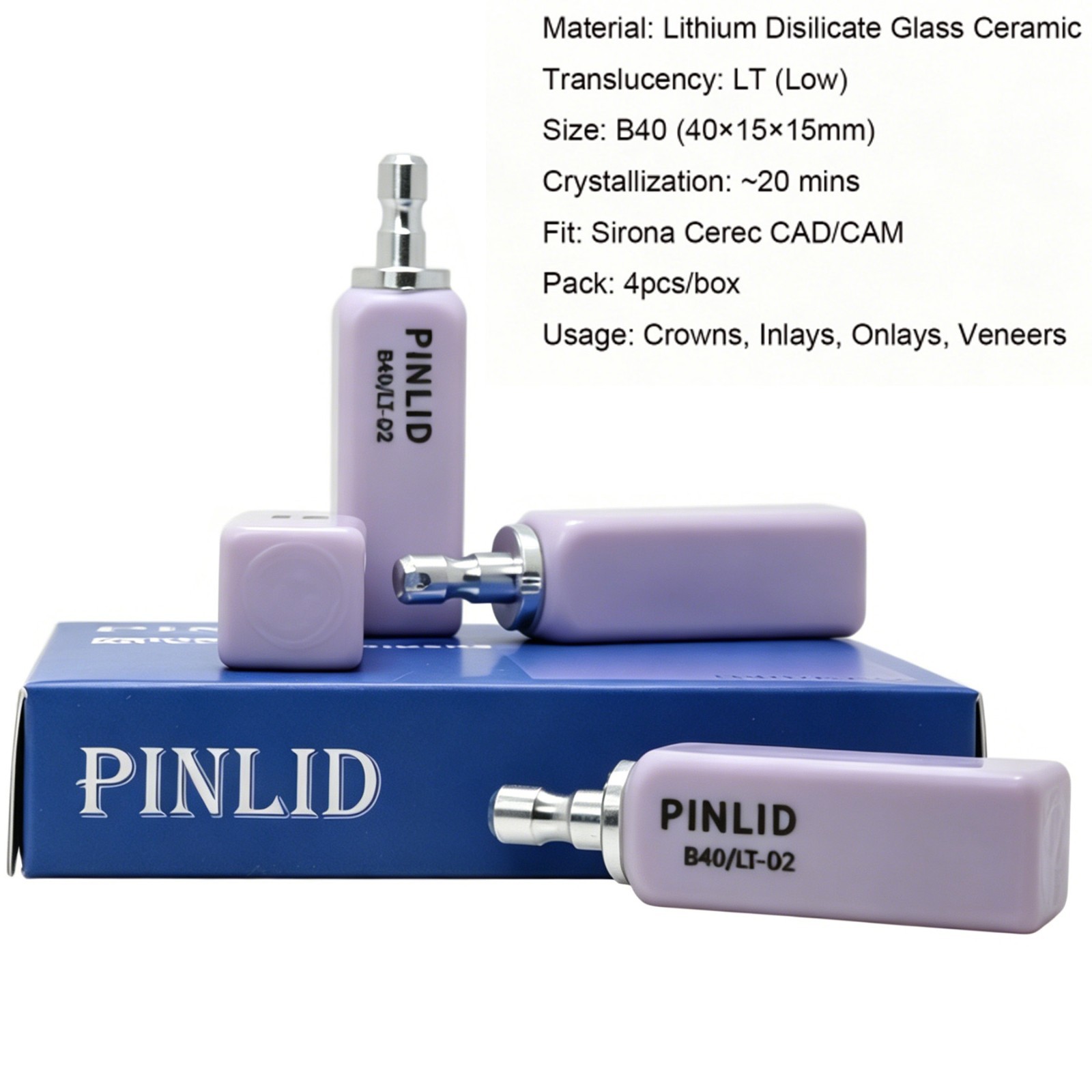 B40 LT Dental Lithium Disilicate Block Emax Ceramic Block CAD/CAM CEREC 4pcs/BOX