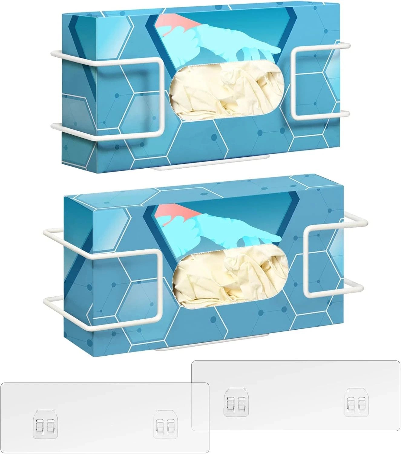 Glove Box Holder Wall Mount Dispenser, 2 Pack Metal Rack for Rubber Latex Dispos