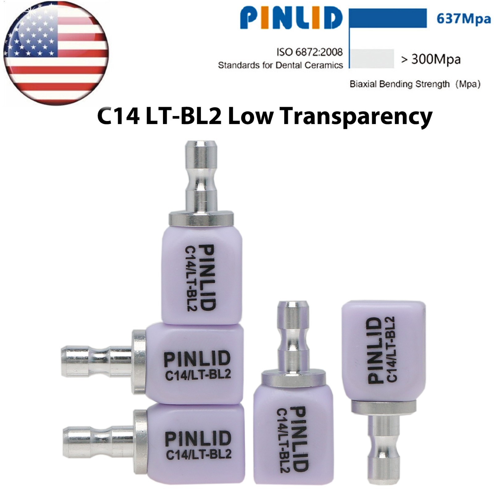 US C14 LT Low Transparency Glass Ceramic Blocks Lithium Disilicate CAD/CAM Cerec