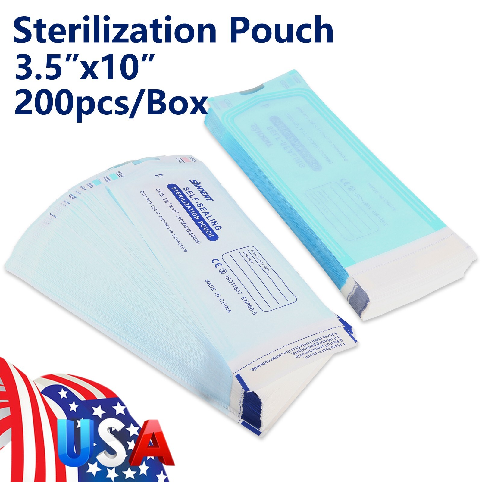 400 3.5″x10″ Self-ing Sterilization Pouch Sterilizer Bag Autoclave to