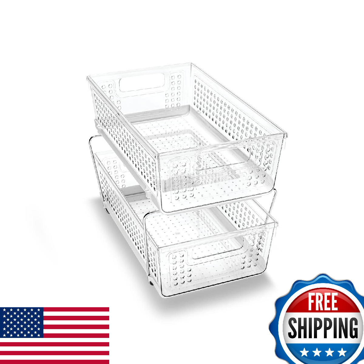 madesmart 2 Tier Organizer Under Cabinet Storage Pull Out Sliding Drawers Cleani
