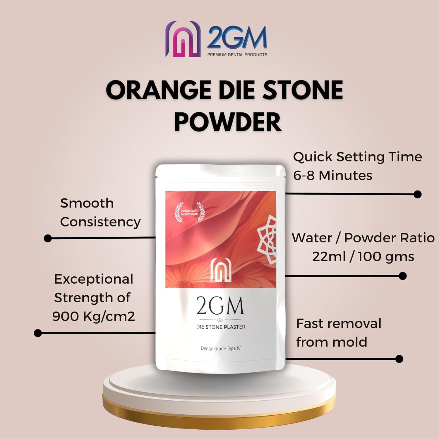 Dental Die Stone Plaster Type IV Orange 1Kg for Casting Models and Labs