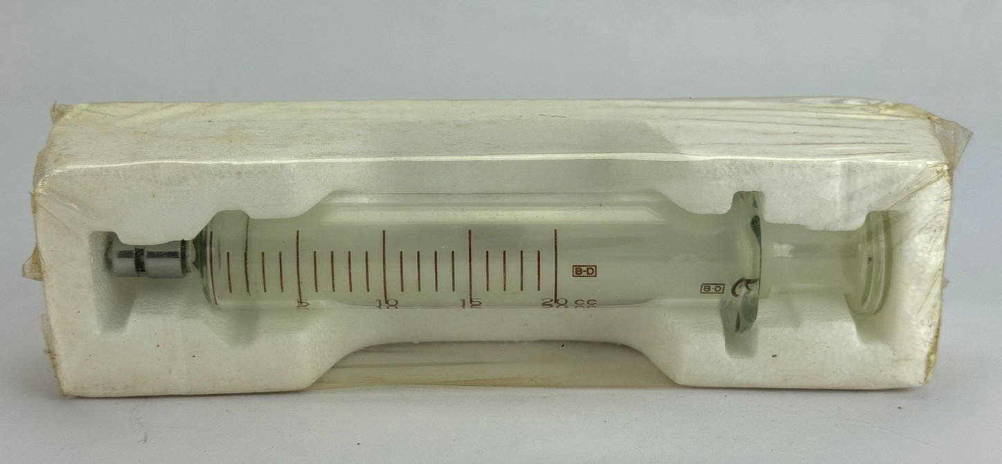 NOS BD Multifit 20cc Reusable Glass Syringe w/ Metal Luer-Lock Tip